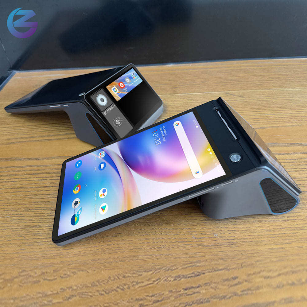 Cajero registrador de doble pantalla Z108 etiqueta térmica doble impresión escaneo de código deslizante de tarjeta cajero en todo uno
