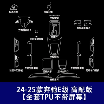 Car interior film Instrument Navigation System Central Control - 24-26-mercedes-benz-e-class-luxury-version-full-set-of-tpu-soft-film-without-screen