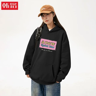 定制/Custom 重磅美式涂鸦字母印花连帽卫衣男秋复古宽松情侣帽衫