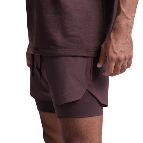 Crazy muscle men's sports casual shorts double layer fake two-piece marathon basketball fitness sweat-wicking quick-drying shorts