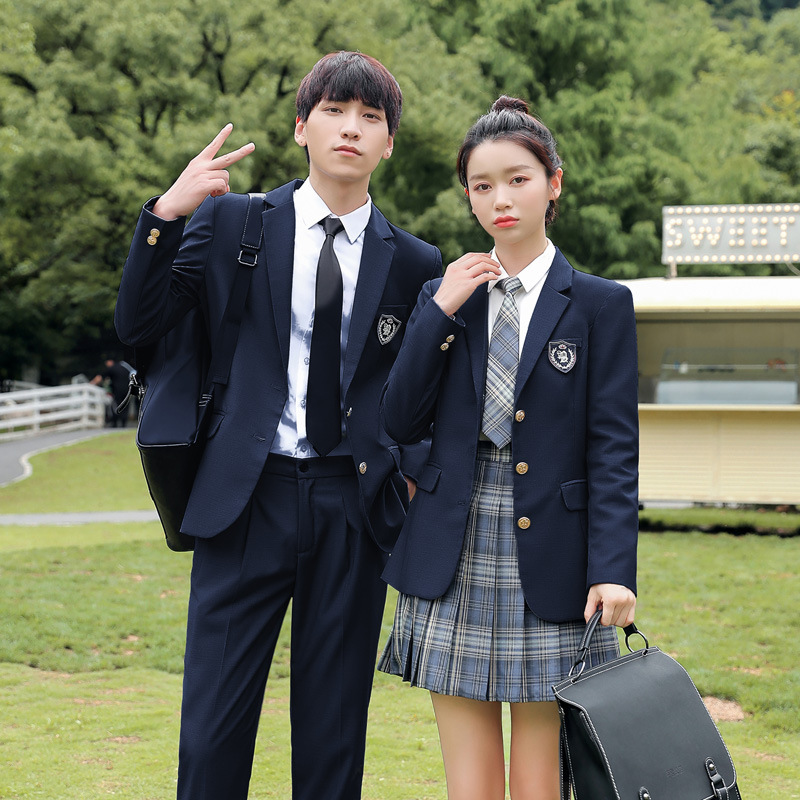 School Uniform Suit suit Class Uniform High School Students Spring Autumn Winter College Style Performance Graduation High School Students JK Uniform British Style
