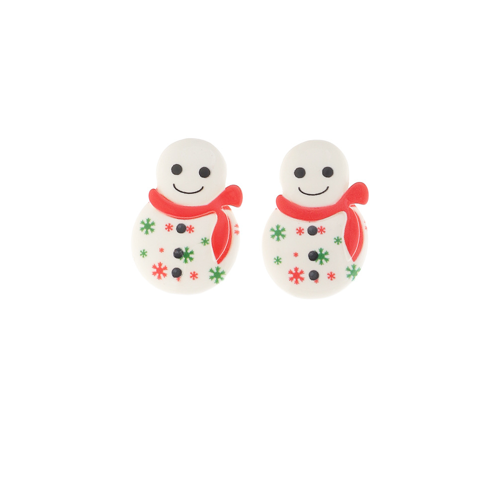 Dessin Animé Noël Bonhomme De Neige Cloche Boucles D&#39;oreilles En Résine Bijoux En Gros Nihaojewelry display picture 3