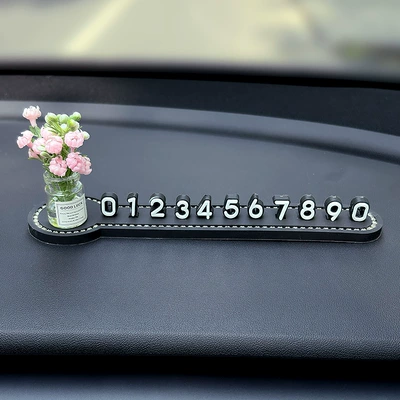 Nömrəli dayanma kartı: Car Moving Phone Plate High-End - pink-jasmine-three-dimensional-diamond-encrusted-parking-sign