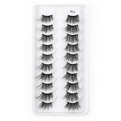跨境批發3D半截對毛假睫毛眼尾拉長仿真濃密多層卷翹10對裝眼睫毛