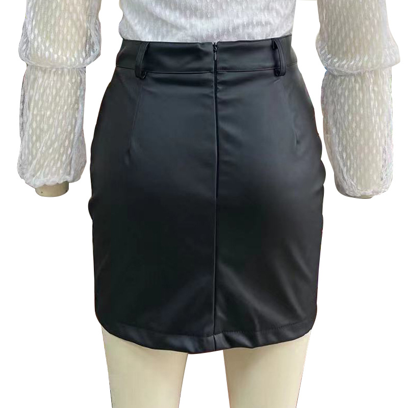 Winter Autumn Sexy Solid Color Pu Slim Above Knee Skirts display picture 2