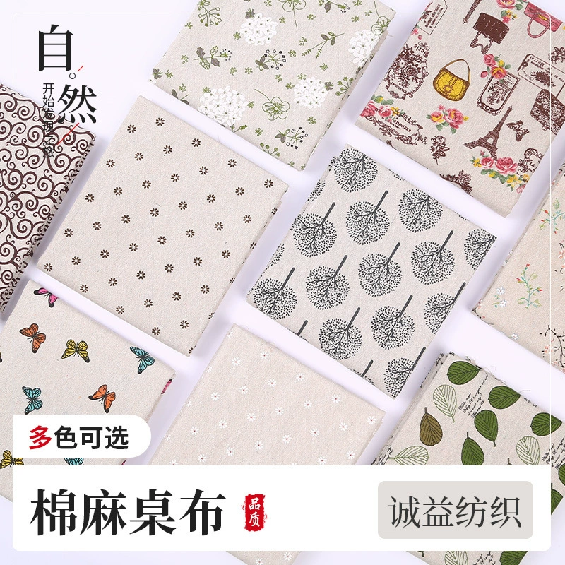 Трансграничные ткани из хлопка и льна для рукоделия: остатки ткани для сумок, скатертей, чехлов для диванов, льняная ткань, ткань с цветочным принтом, экспортная ткань «банановое листья».