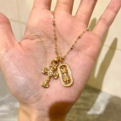 意大利工艺轻奢纯银S925鸢尾花十字架金刚杵仙女链叠戴项饰锁骨链