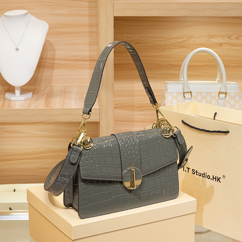 Hong Kong Genuine Leather Small Square Handbag For Women 2025 New Summer Luxury Underarm Bag Trendy Shoulder Crossbody Bag - Thumbnail 2