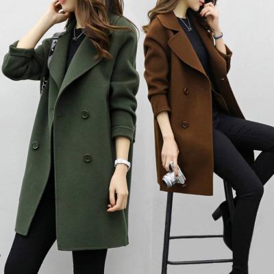 Foreign trade explosion 2024 autumn and winter new coat woolen coat women's long cocoon double-breasted woolen loose slim