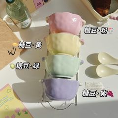 家庭用ネットレッドinsクリーム風陶磁器ボウル女子高颜値かわいい両耳ボウル甘いオートミールヨーグルト茶碗