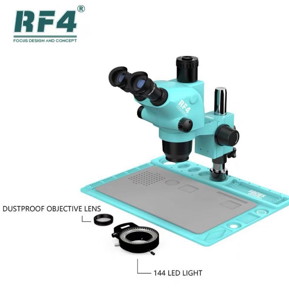 Microscopio RF4 binocular 3 ojos 7 - 65x HD oculares zoom continuo mantenimiento de teléfonos móviles placa base placa de circuito rf4