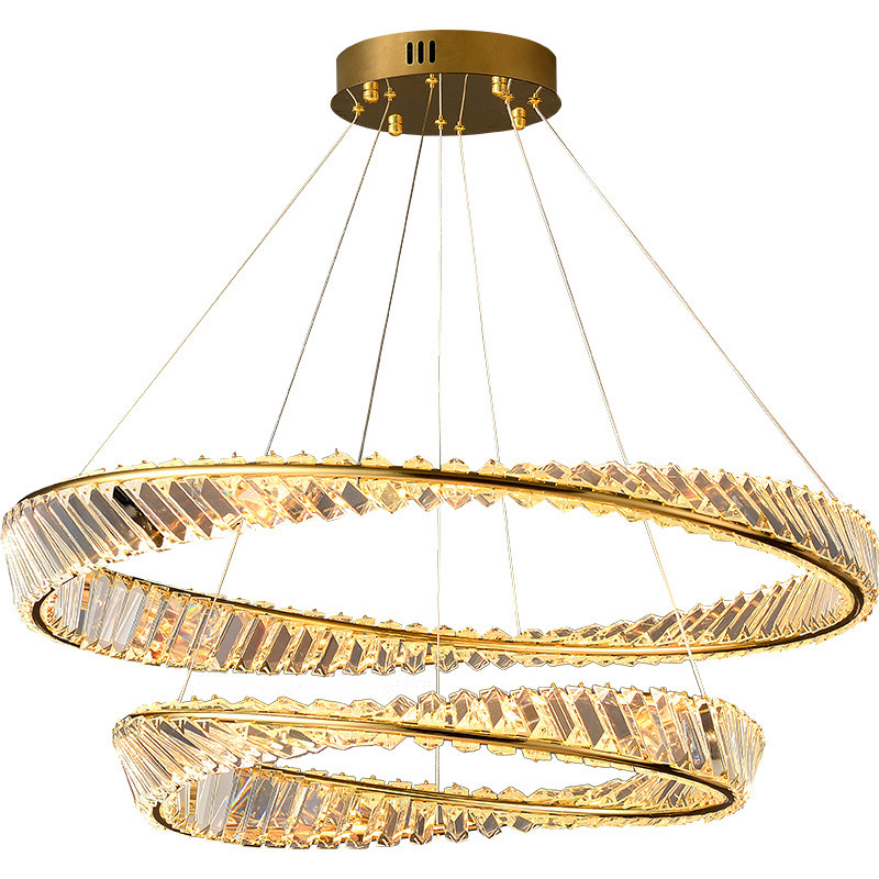 Hardware de cristal chandelier oro superior cristal moderno atmósfera sala de estar galvanizado simple comedor chandelier estilo dormitorio