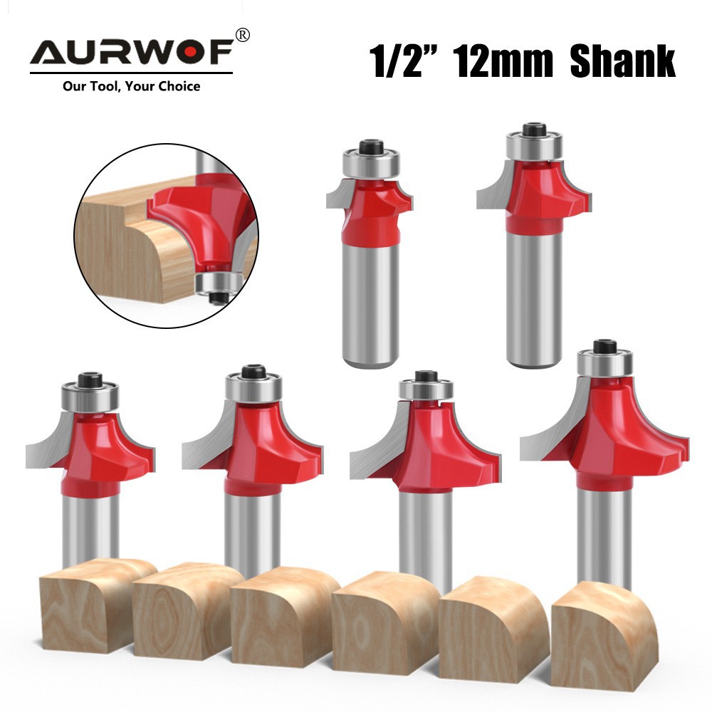 红色 6件套圆角刀木工铣刀 开槽刀修边机R倒角刀雕刻机刀厂家直销