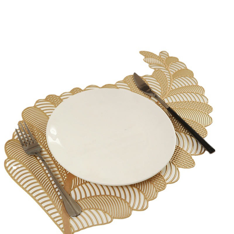 Suministro directo de fábrica hueco mantel dorado occidental aislamiento de alimentos estera hoja tipo europeo simple mantel tazón de montaña al por mayor