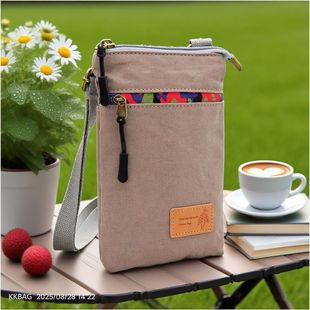 Foreign trade summer new colorful three-layer cloth bag 7 inch large screen slung mobile phone bag can be hung neck chest bag women's bag