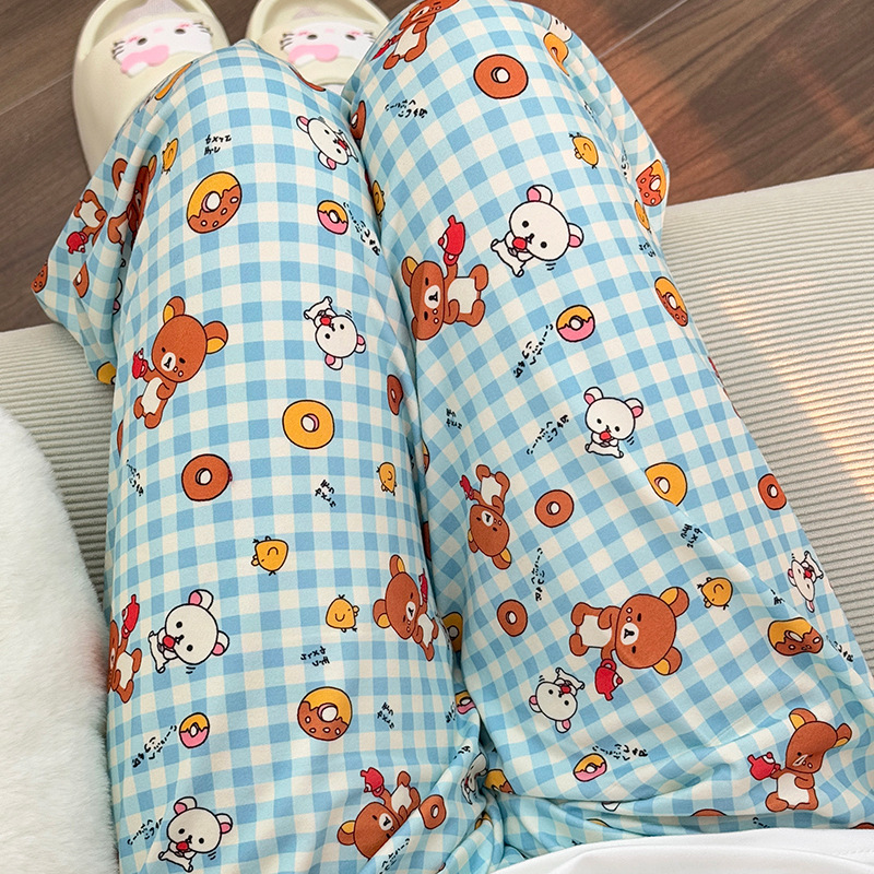 (2개) 스페이스캣 워킹파자마 여성 봄 가을 신상품 스타일 귀여운 학생 홈 루즈 캐주얼 팬츠 여름복