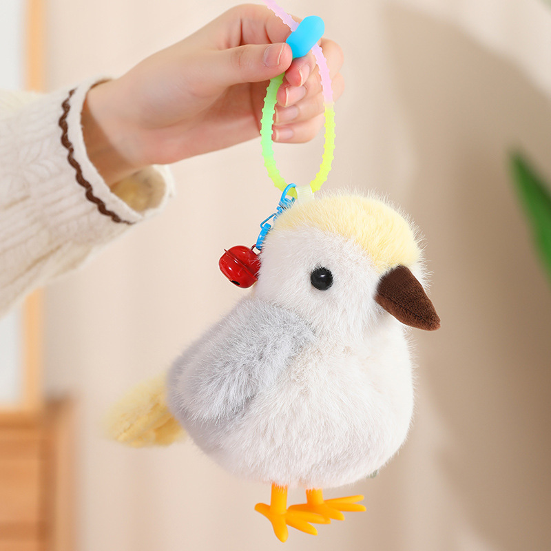 Muy bebé simulación pájaro tetas muñeca suave loro lindo llavero colgante campana regalo bolso accesorios
