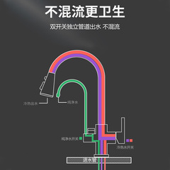 Kitchen pull-out three-in-one cold and hot dual outlet water purifier dual-use vegetable washing basin dishwashing pool sink faucet