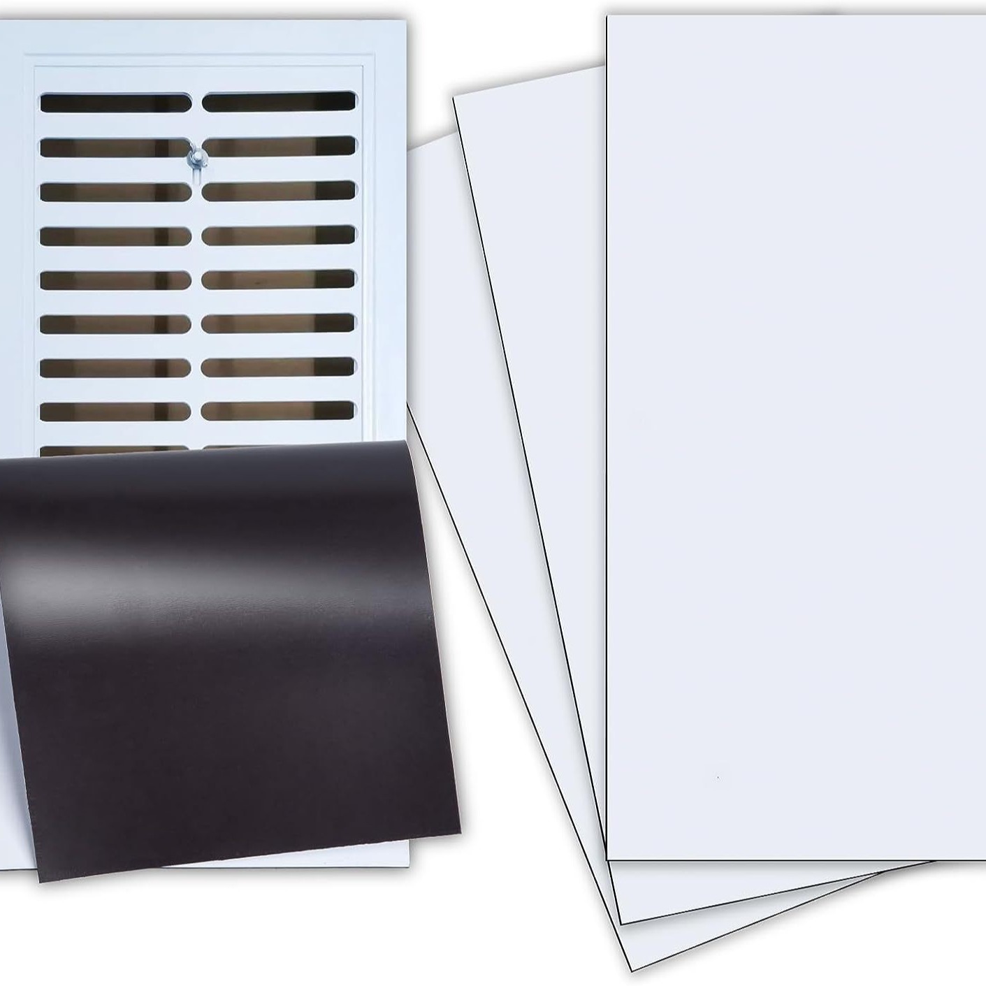 白色磁性通风口盖5.5*12 英寸 适用于地板墙壁AC 通风口可裁剪