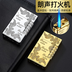 MF1806 Classic Steel Sound Inflatable Windproof Straight Blue Flame Lighter Business Gift Gift Factory Direct Supply