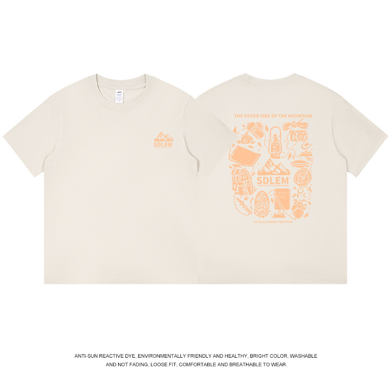 メンズ夏服230g楽しいプリントTシャツメンズトレンドラウンドネックゆったり半袖カジュアル万能インナーシャツレディースins|undefined