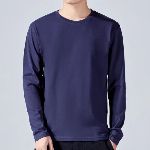 Men's new autumn fashion slim fit round neck crew tee casual versatile long sleeve T-shirt