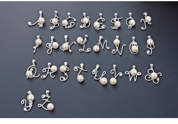 Fashion Letter Sterling Silver Pendant Necklace Plating Artificial Pearls 925 Silver Necklaces display picture 2