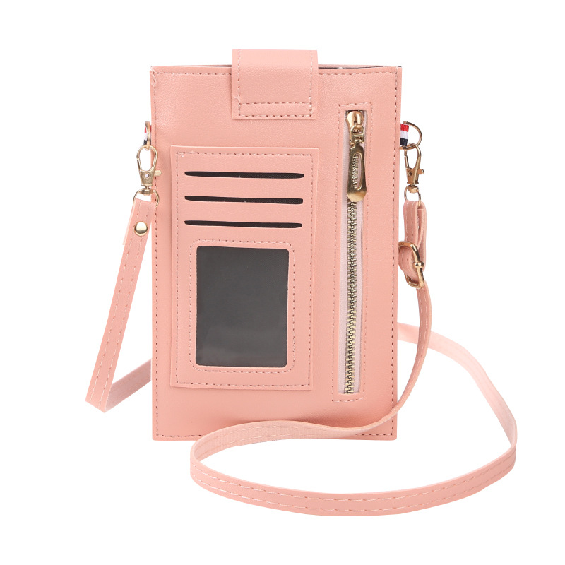 Korean version of new women's small bag Solid color vertical high school student mobile phone bag Thin niche crossbody bag Mini shoulder bag