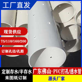 pvc管广东打孔透水管花管pvc排水管白色管子排水管道下水管塑料胶