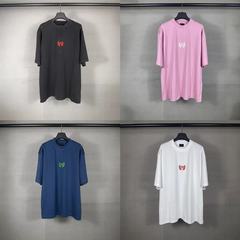 正しいバージョンパリB家麦穂アルファベットロゴ胸前刺繍洗水半袖カジュアルカップル同种tシャツ