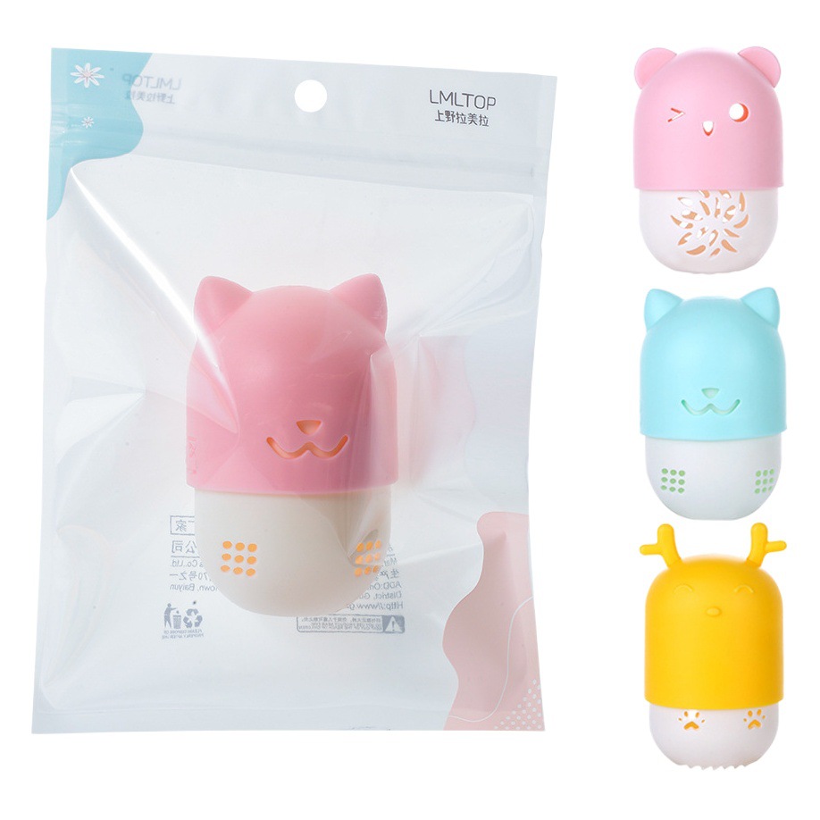 Ramila dibujos animados lindo creativo puff almacenamiento rack oso ciervos belleza huevo almacenamiento Shell al por mayor A80250