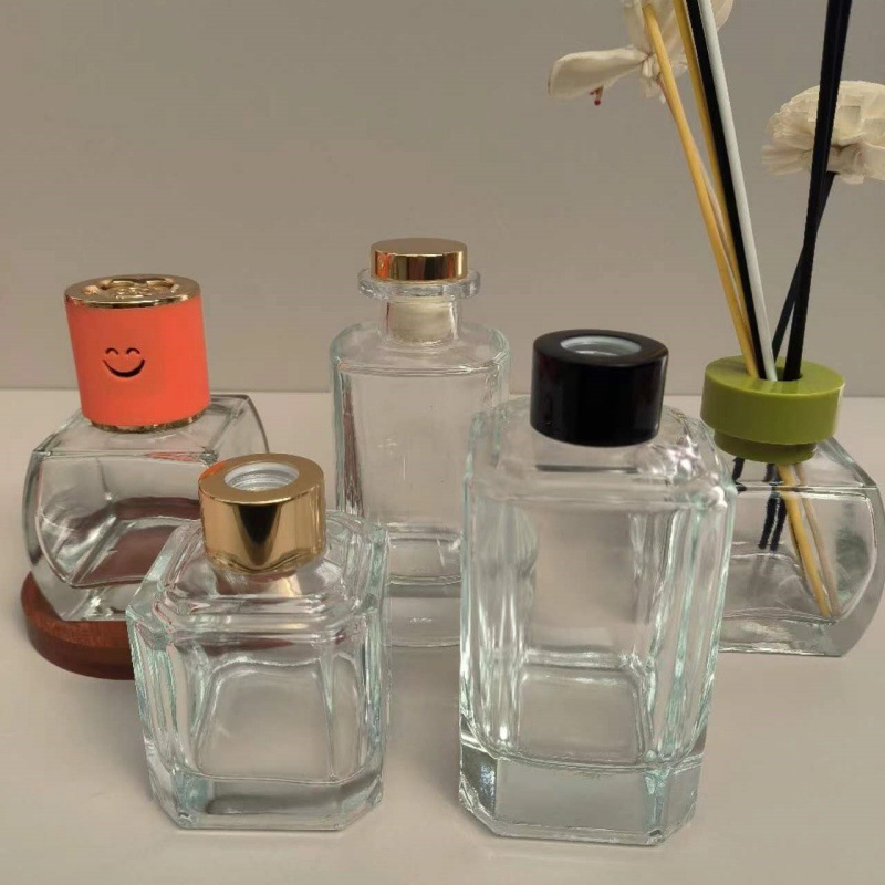 New Faceted Square Aromatherapy Bottle Fire-Free Rattan Fragrance Bottle Interior Decoration Volatile Bottle Essential Oil Glass Bottle