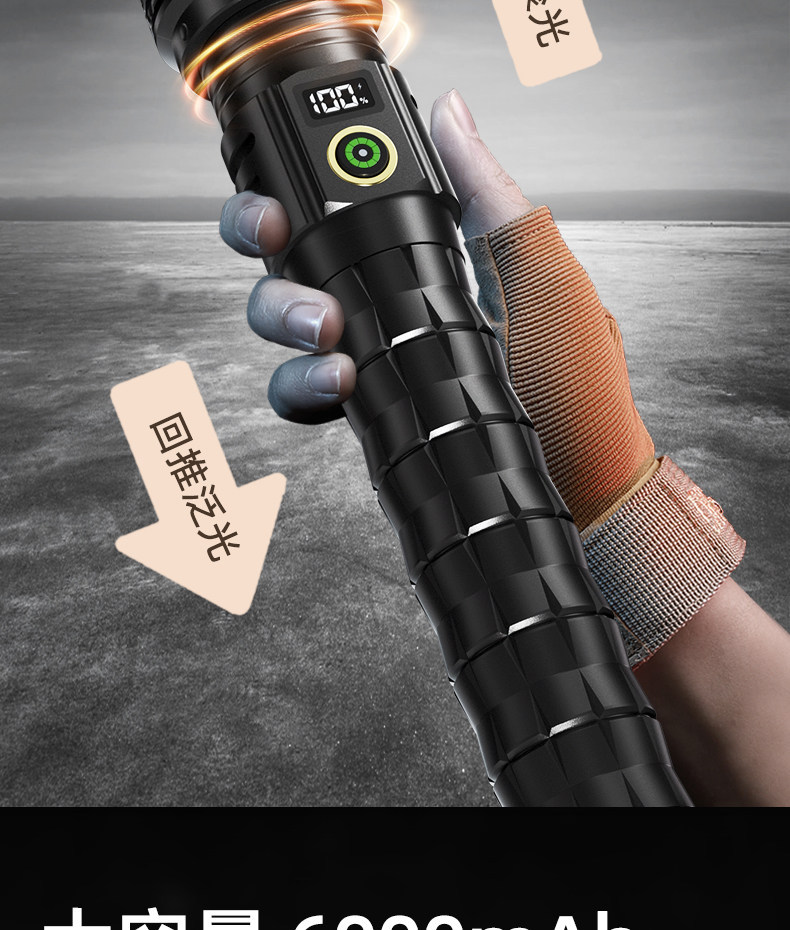 Aluminum Alloy Flashlight, Outdoor Strong Light, Flash Flashlight for Adventure, Ultra-Bright, High-Lumen, High-Power Lithium Battery, Long-Lasting Flashlight