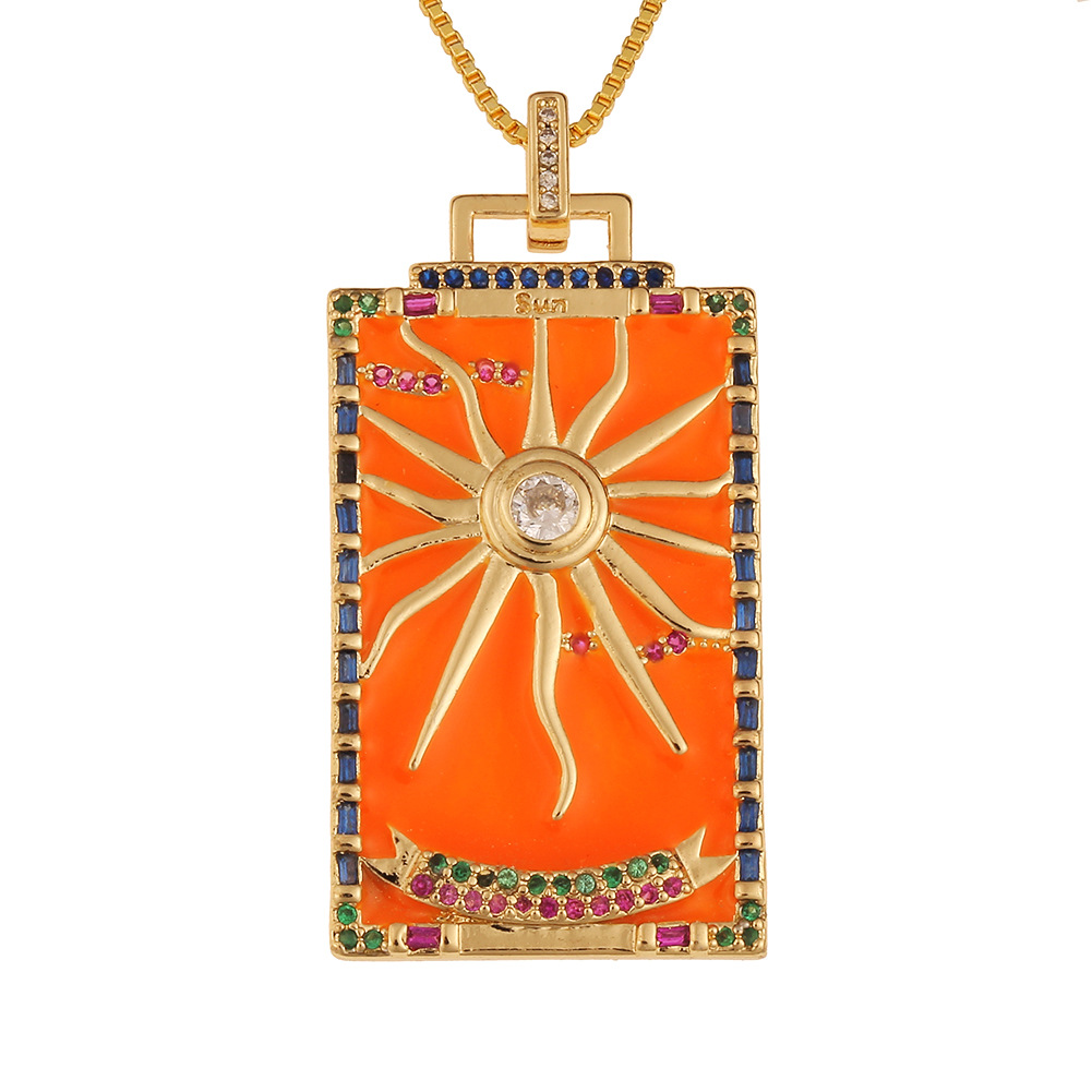 Fashion New Oil Drop Tarot Pendant Copper Zircon Necklace Wholesale Nihaojewelry display picture 16