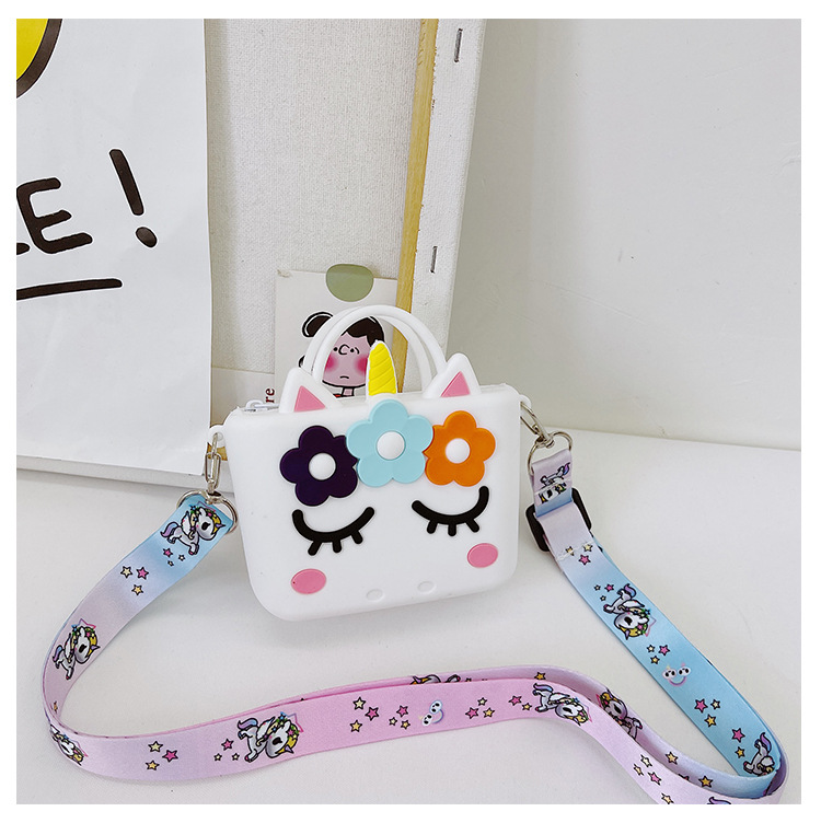 90g Weight Nylon Lining Material Zipper Closure Type Single Shoulder Strap Strap Type Animal Pattern White, Pink, Red Color Cute Cartoon  Silicone Bag 34