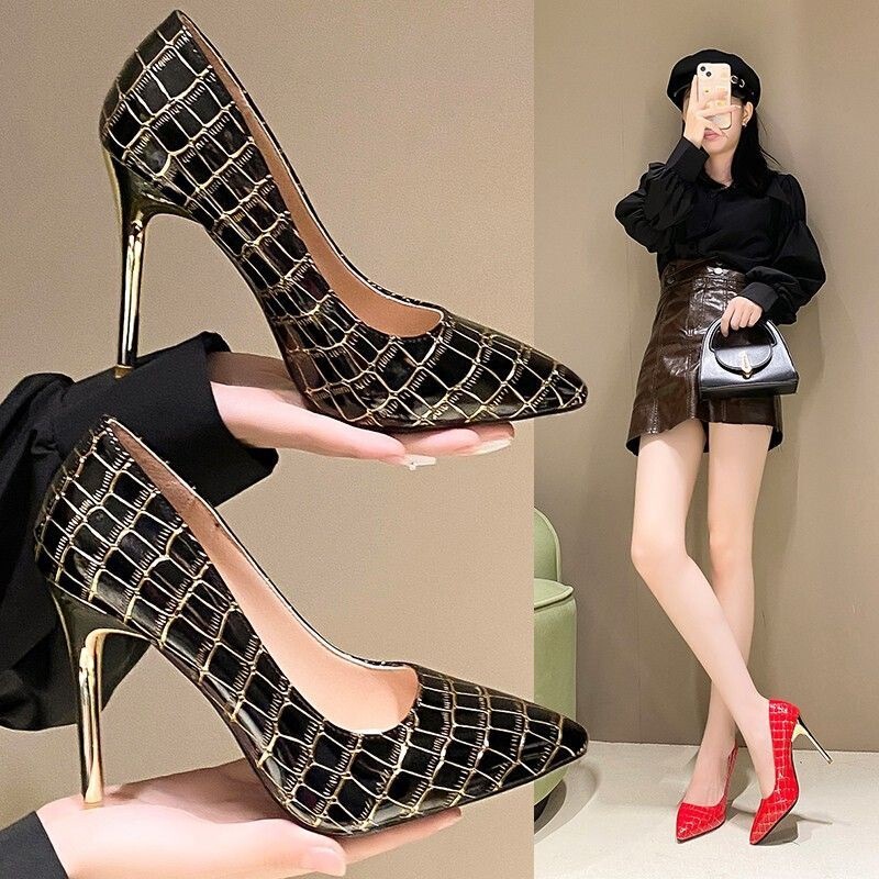 Cross-Border Pointed Toe Large Size High Heels Cheap 2025 New Versatile Shallow Mouth Sexy Fashion Work Shoes