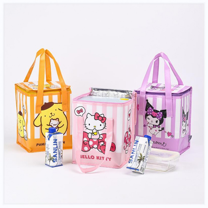 Cartoon Cute Primary School Students Insulated Lunch Box Children Double Layer Waterproof Handbag Lunch HelloKitty Lunch Bag