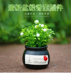 創意汽車盆栽擺件仿真吉祥果植物車內飾品擺件車載座式香薰清淡香