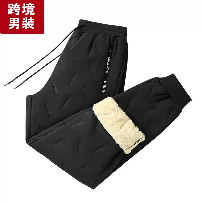 爆款冬季男士羊羔绒大码棉裤加厚防风保暖男式加绒休闲宽松束脚裤