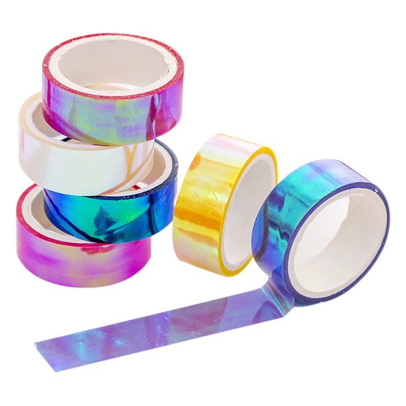 Креативная радужная лазерная лента, материал для планировщиков и открыток, красочные градиентные наклейки, декоративные наклейки для планировщиков
