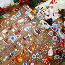 圣诞贴纸亚马逊pet手帐胶带拼贴素材冰天雪地diy手工聖誕手账胶带