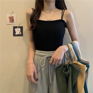 Clearance Summer Korean Style Slim Fit Camisole Women's Versatile Base Shirt Short Chic Top