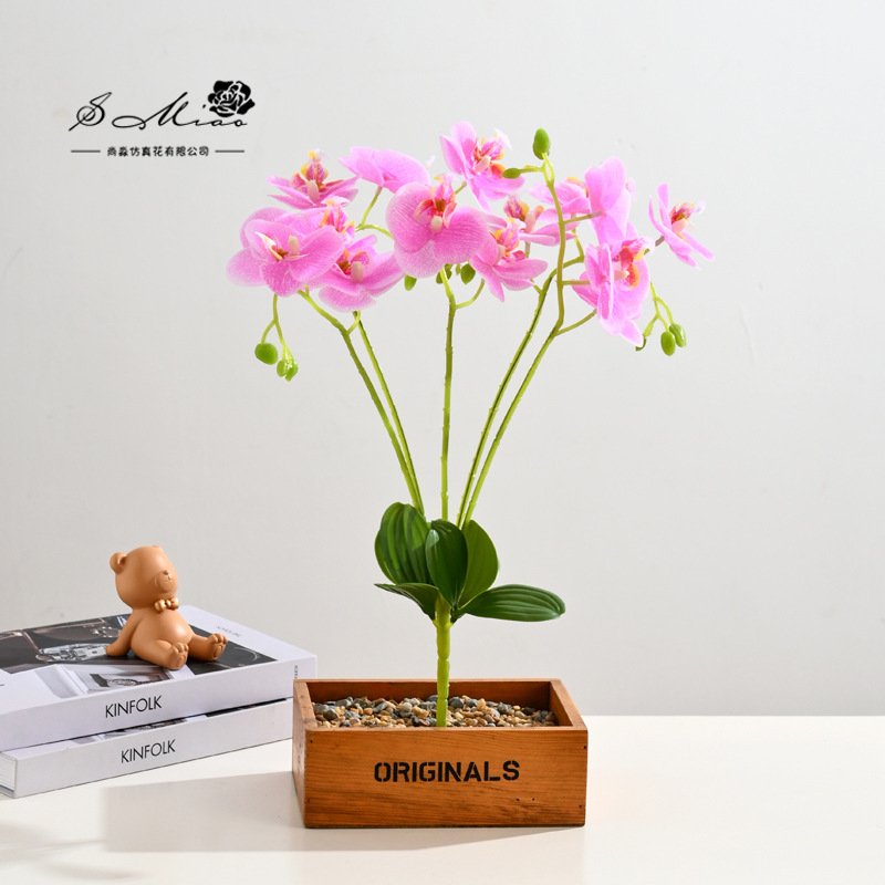 Flor falsa 5 tenedor 15 sensación de orquídea mariposa bonsai fábrica de flores de decoración directa para el hogar adornos de imitación maceta image 16