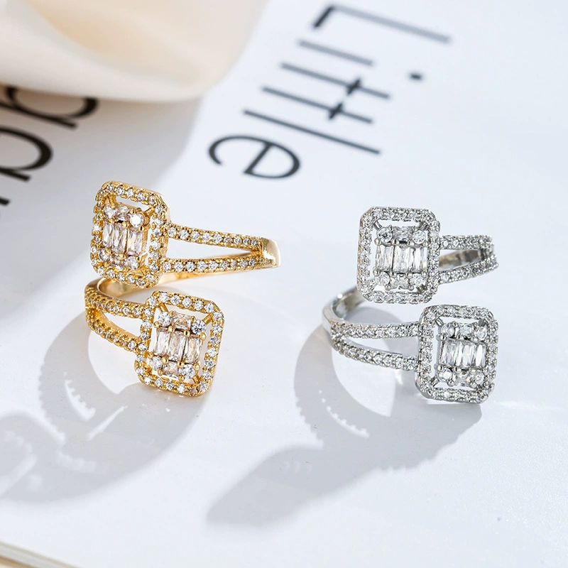 Квадратное кольцо, аксессуар, стиль европейский, инкрустировано diamonds?