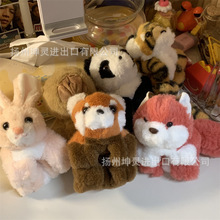 卡皮巴拉公仔兔子小老虎浣熊狐狸卡通毛绒啪啪圈手环熊猫玩偶