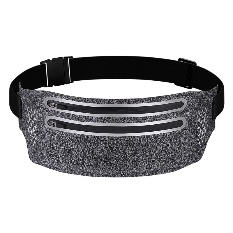 Directo de fábrica a prueba de agua Lycra ajustado ultra-Delgado bolso de la cintura voltaje al aire libre doble cremallera deportes corriendo teléfono móvil bolso de la cintura