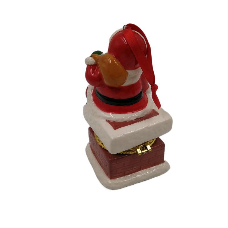 Artesanía de cerámica, joyería, joyería, caja de almacenamiento de joyas, joyero de cerámica de dibujos animados de Navidad, muebles de cerámica de Navidad