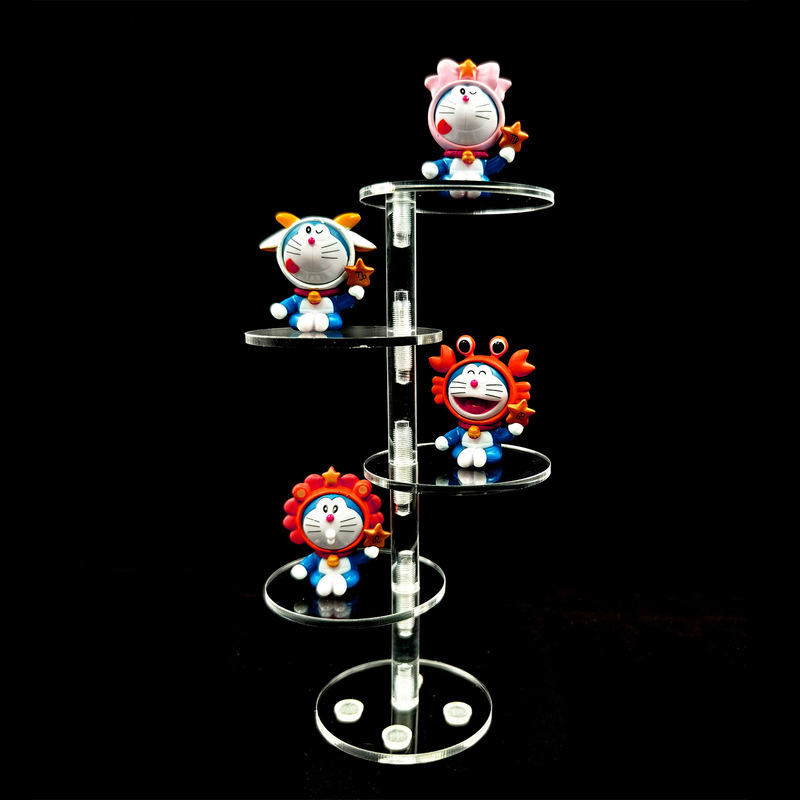 Acrylic Transparent 5-Layer Doll Figure Display Rack Nail Polish Cosmetics Storage Rack Round Ladder Rack