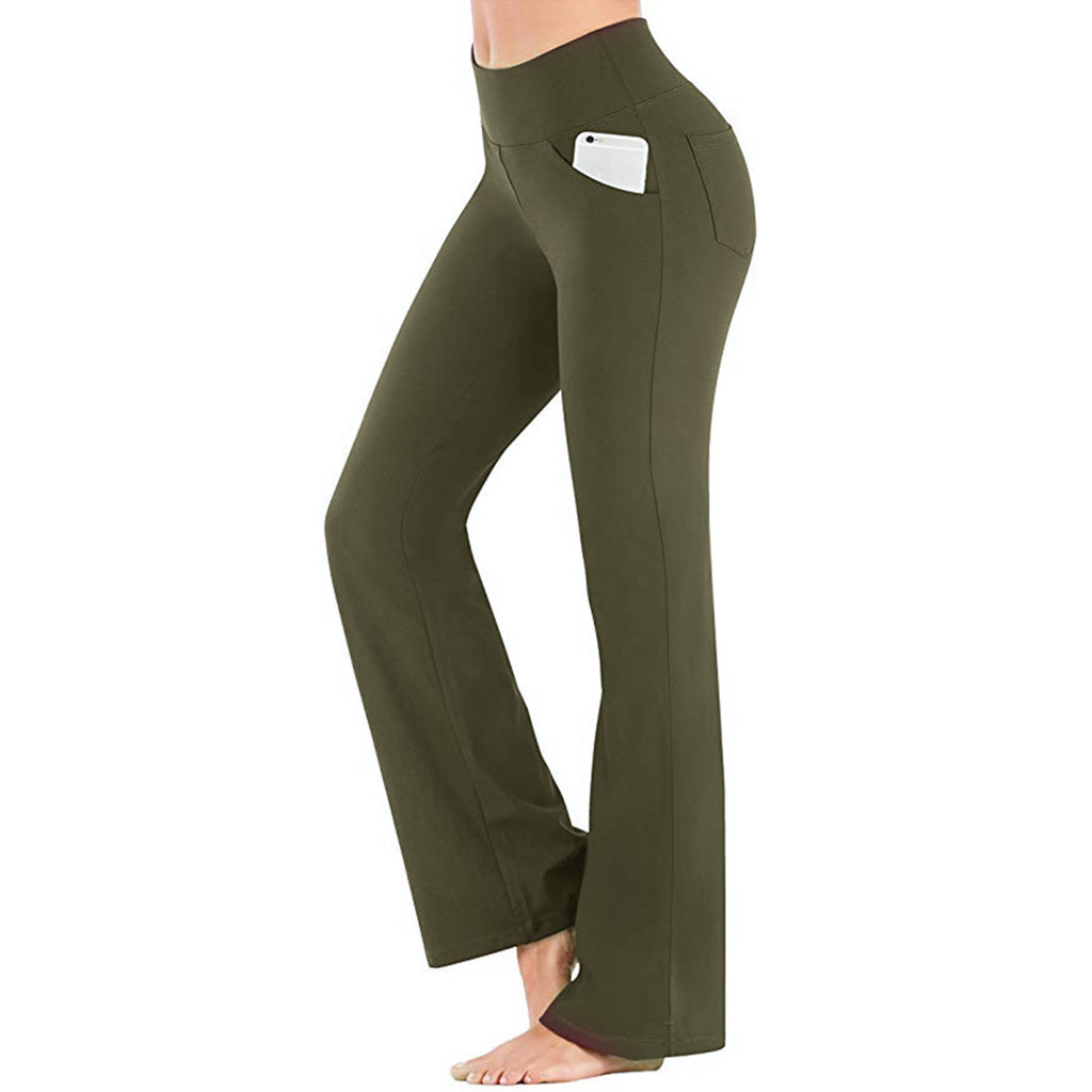 High-Waisted Flare Wide Leg Yoga Pants Plus Size Casual Spring/Summer Women's Clothing_voghion.com