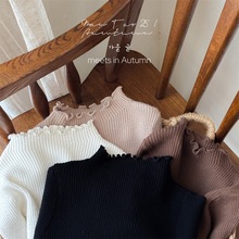 2025冬新款女宝宝加绒1-3岁百搭小女孩毛衣内搭T恤长袖针织打底衫